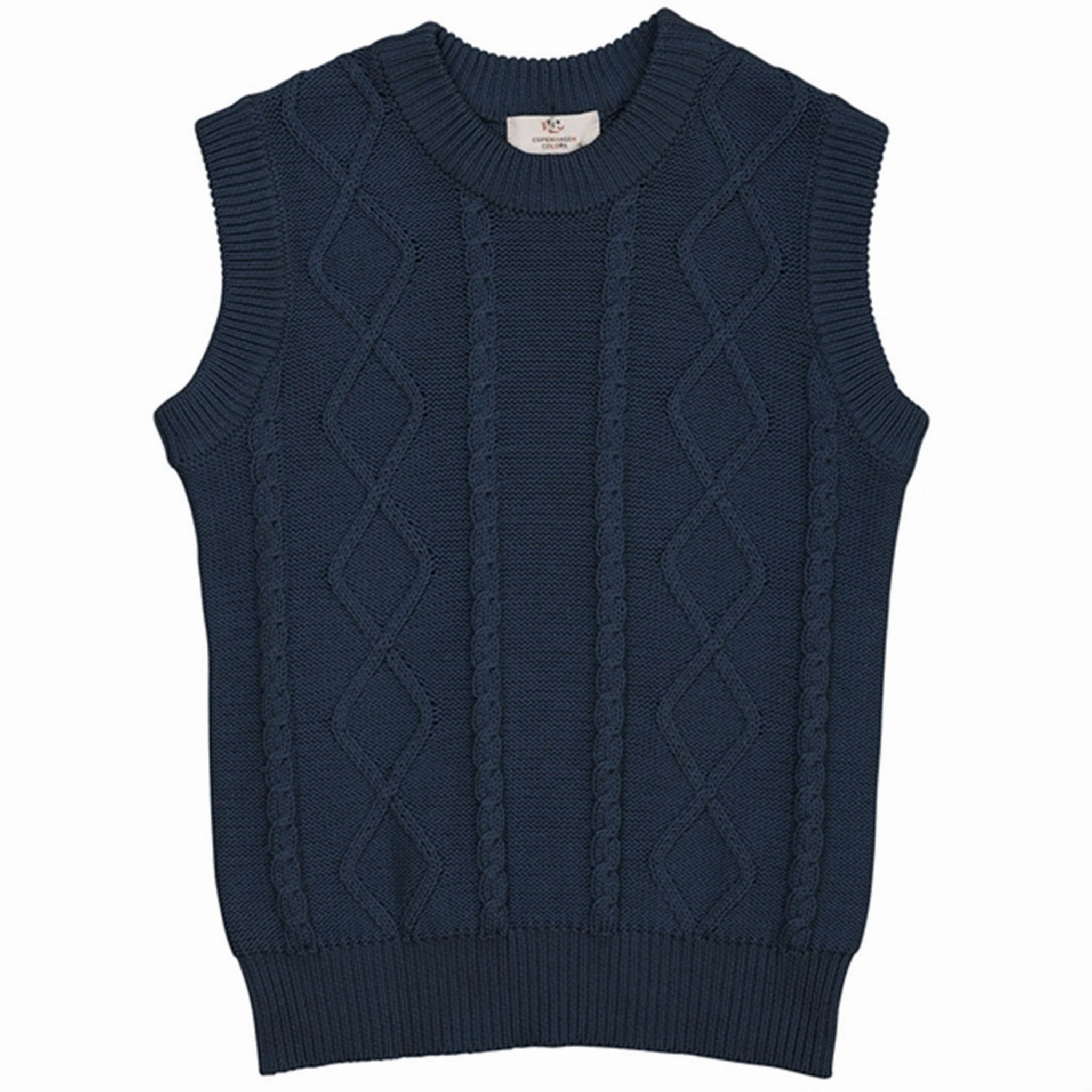 Stretchy Resilient Copenhagen Colors Navy Knitted Cable Vest