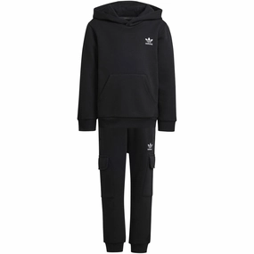 adidas Originals Black Hoodie Fz Cargo Sweat Set trip