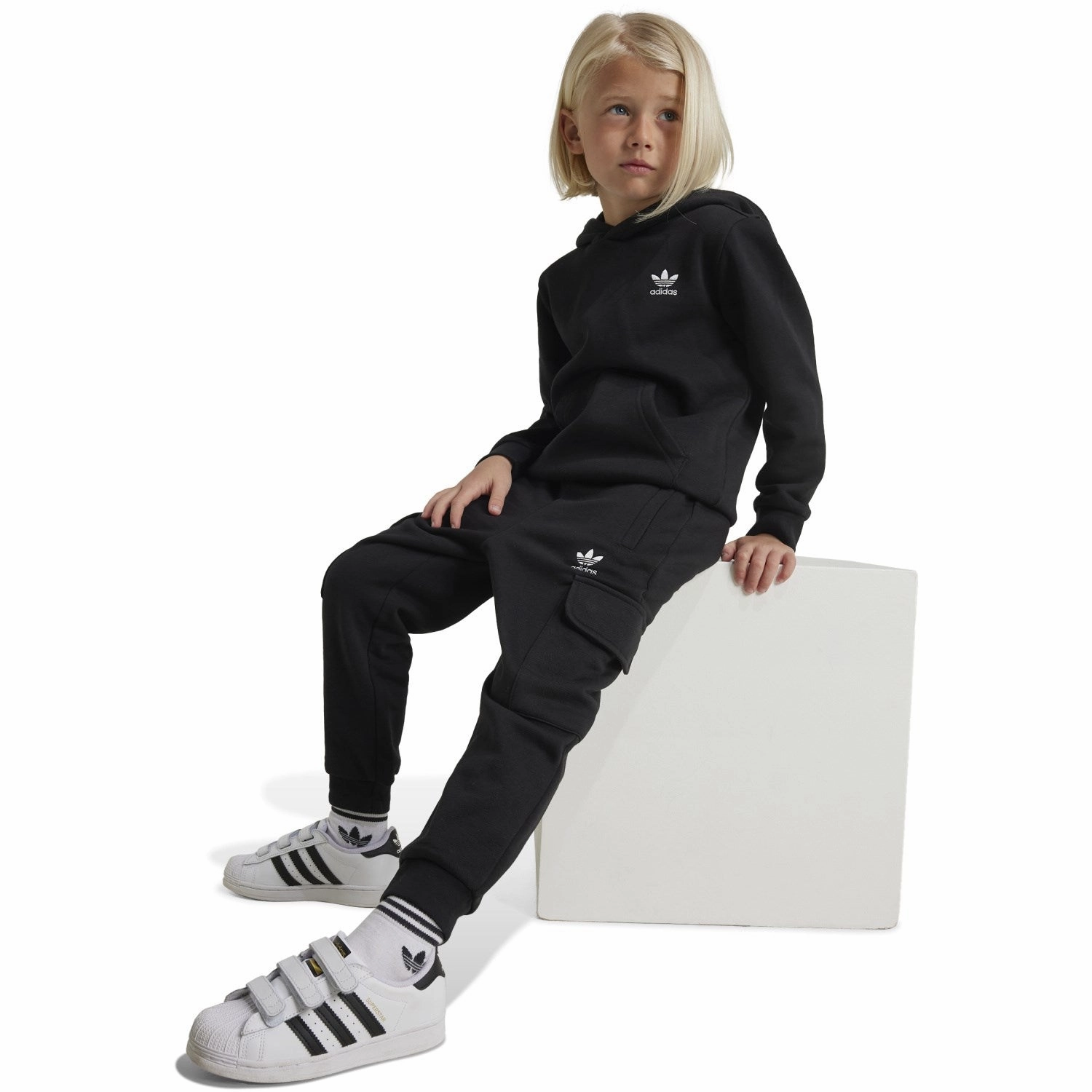 Safe Loose Fit adidas Originals Black Hoodie Fz Cargo Sweat Set