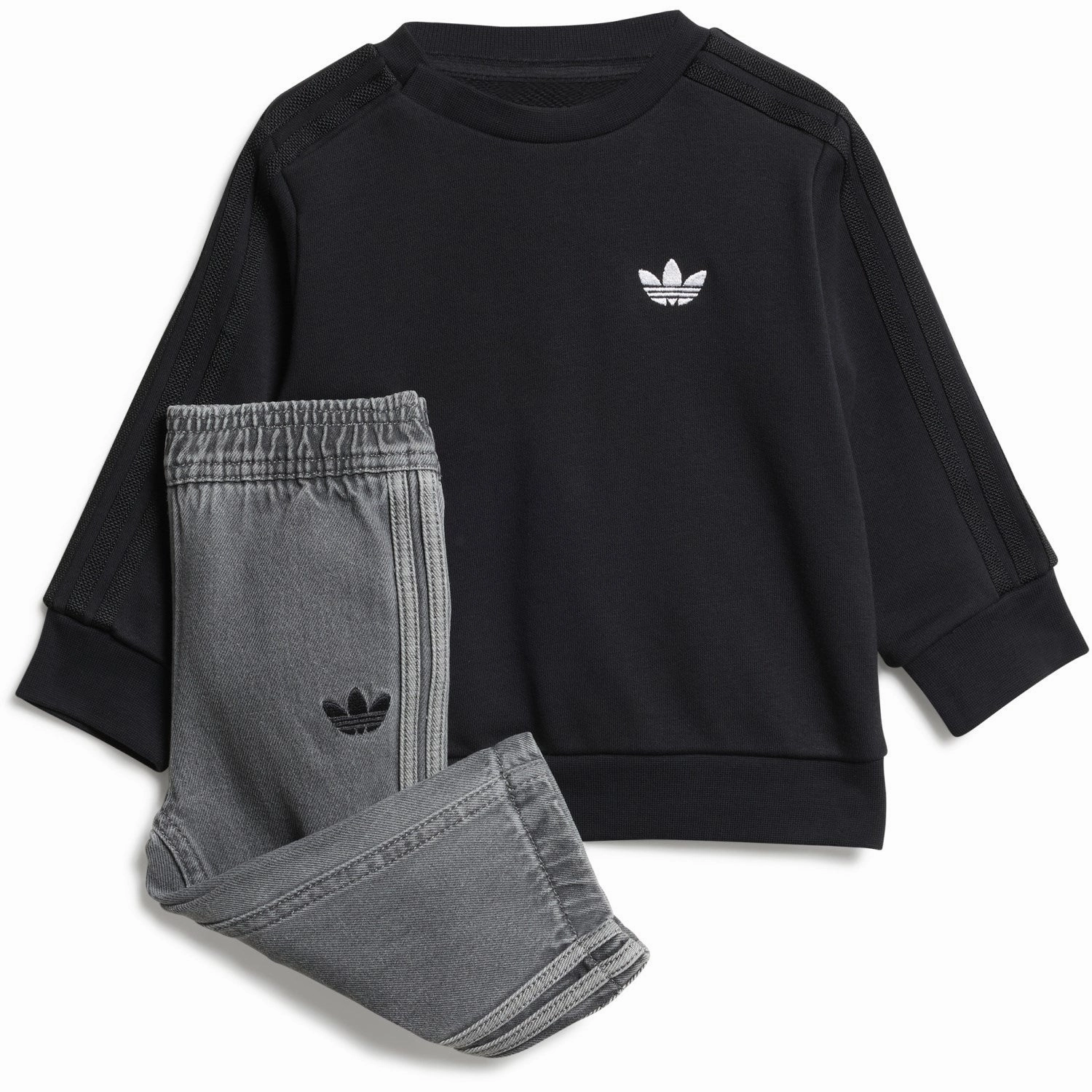 adidas Originals Black/Light Denim Denim Crew Set Sporty Look drawstring waistband