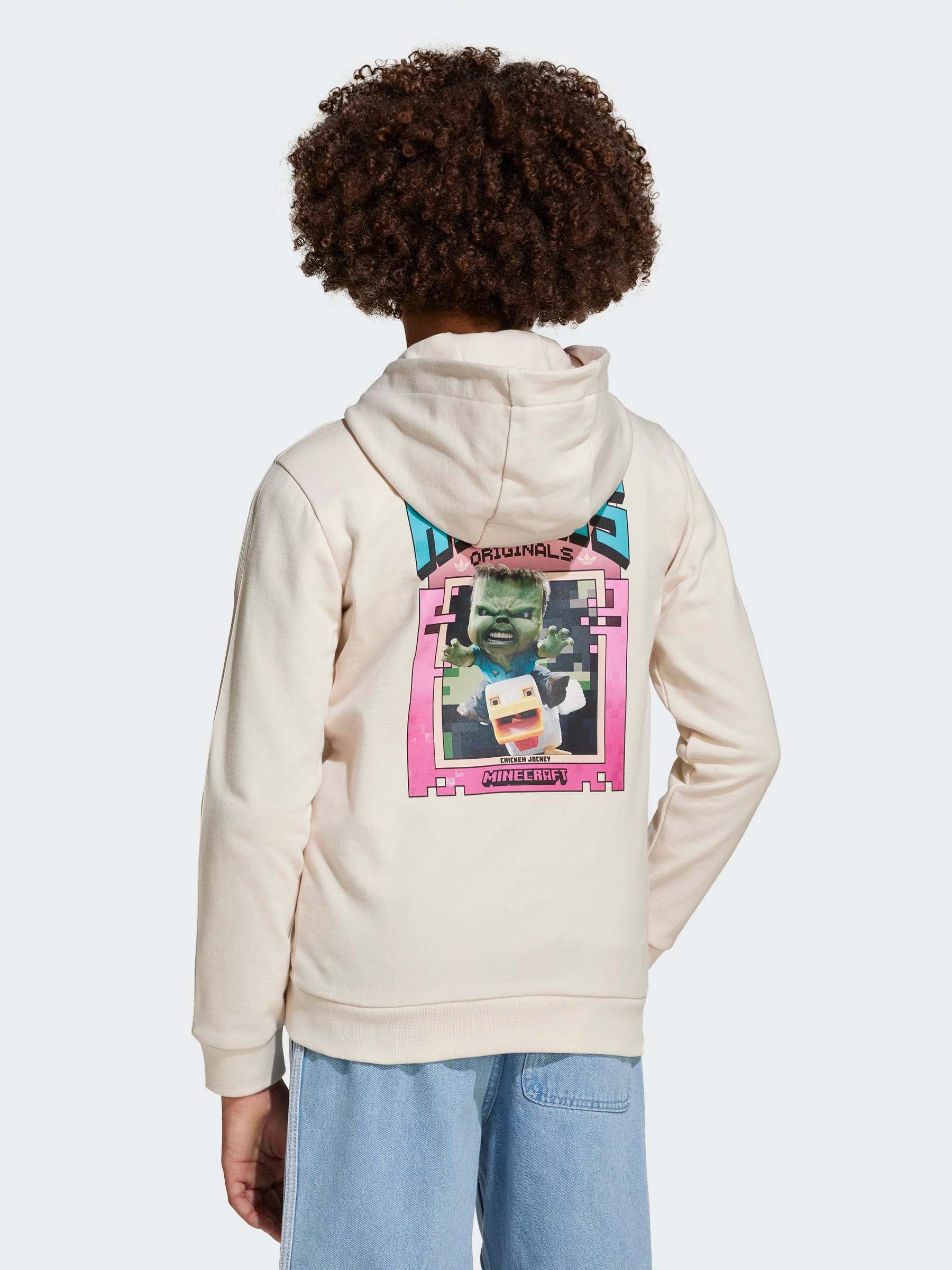 adidas Originals X Minecraft Graphic Hoodie Kids Daily Apparel Two Way Zipper