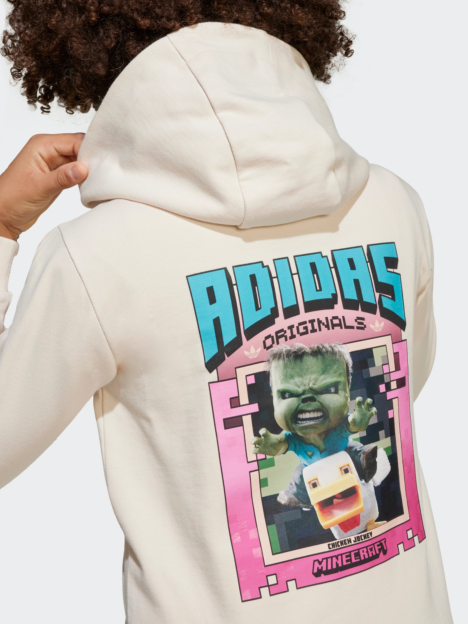 adidas Originals X Minecraft Graphic Hoodie Kids Contrast Inner Layer Odor Control Treatment