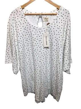 Zulu and Zephyr White Polka Dot Cardigan (Size XL) Relaxed Comforted Organic Cotton