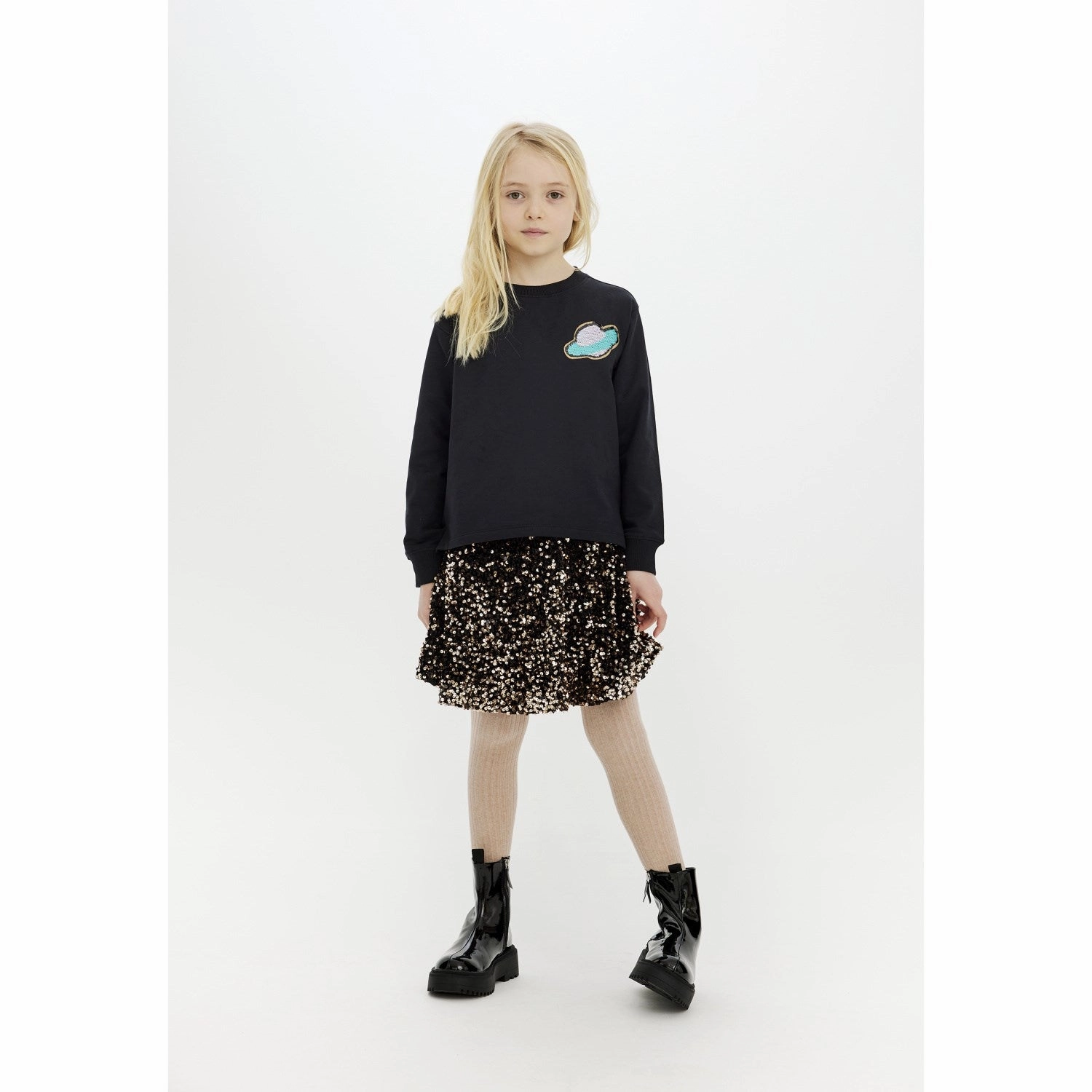 The New Black Beauty Marlin Sequin Skirt Sophisticated Mood Polka Dot
