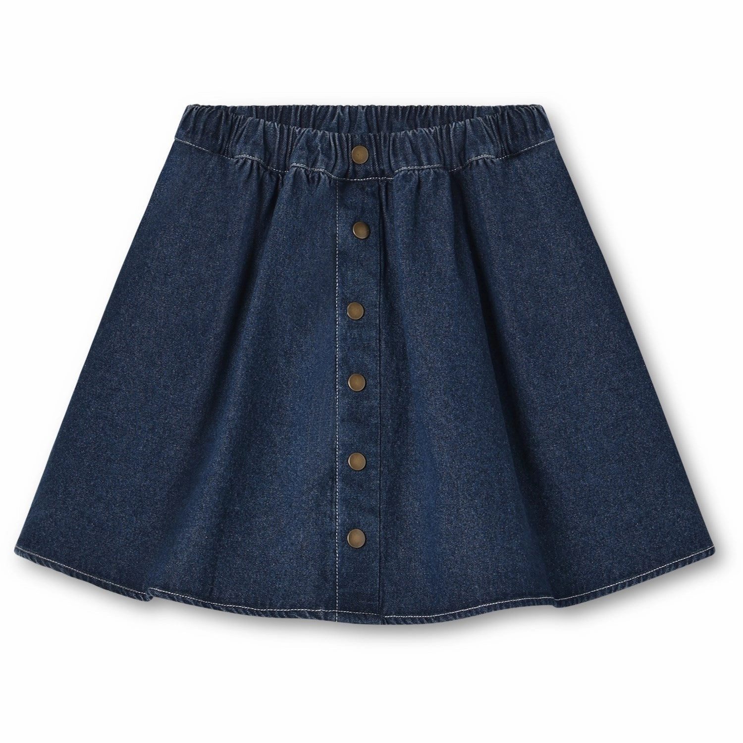 Fliink Dark Denim Blue Don Denim Skirt Fair trade ruffle trim