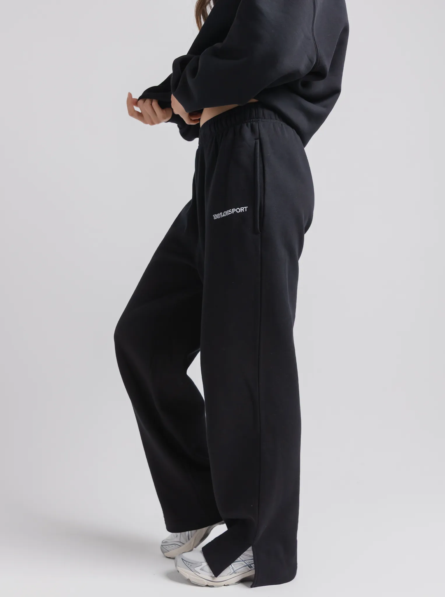 Wide Leg Sweats in Black Reversible design Light Reflective Details