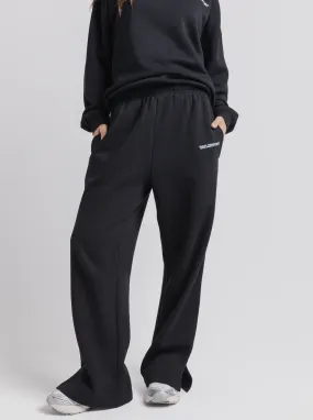 Wide Leg Sweats in Black smooth zipper
