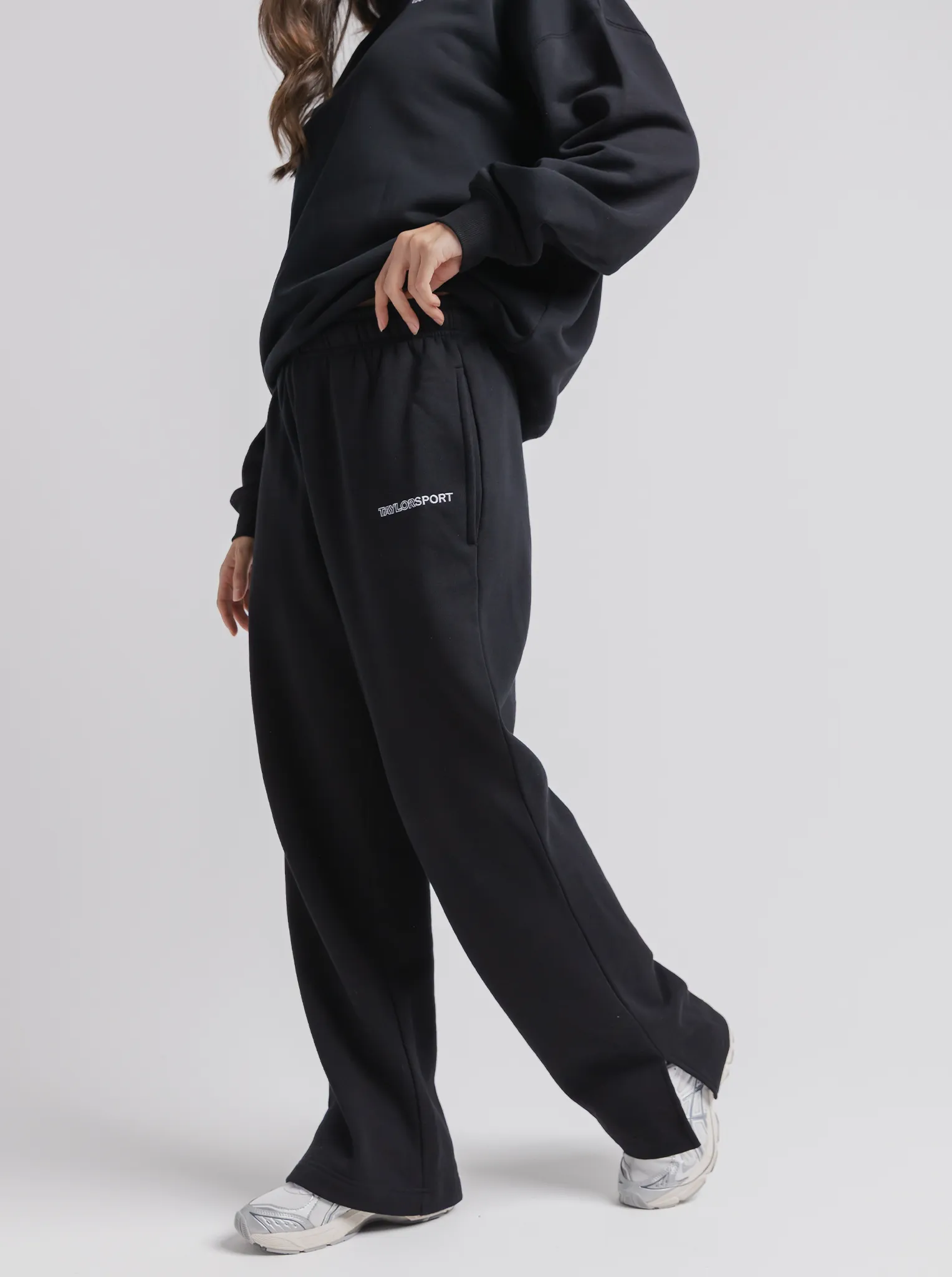 Durable Comfort Wide Leg Sweats in Black