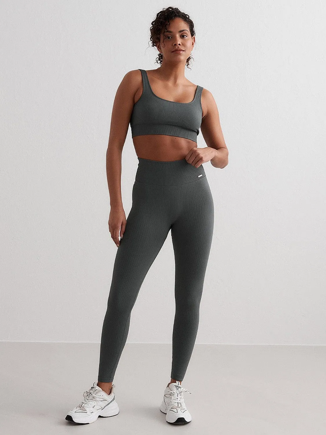 Sage Ribbed Seamless Tights Seamless Comfort
