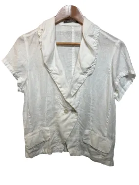 Sandwich Women's White Linen Blouse (Size M) formal dinner Mountain Escape