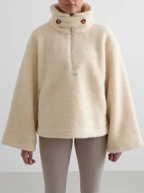 Almond White Pile Anorak Layered Protection Non Bulky Insulation