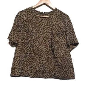 Wedding guest Animal Print Short Sleeve Blouse (Size L