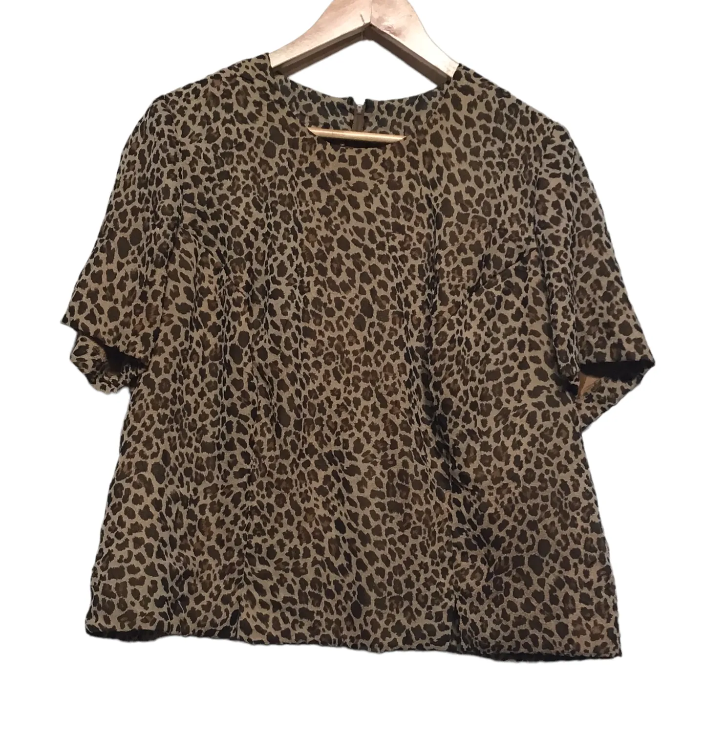 Wedding guest Animal Print Short Sleeve Blouse (Size L
