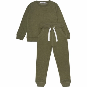 Layered Ventilation Channels Minymo Dark Olive Sweat Set 2-pack NOOS