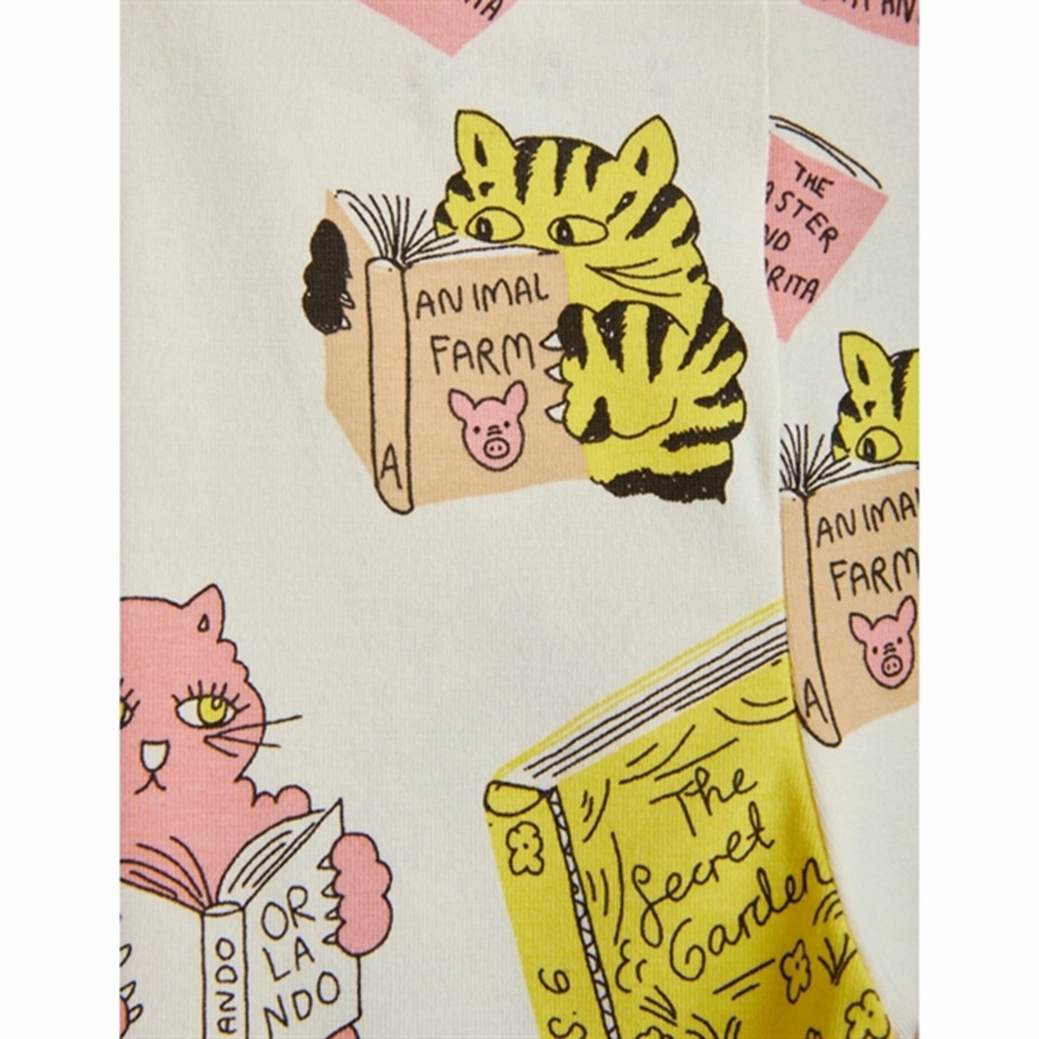 Mini Rodini Cats Aop Baby Leggings Offwhite Breathable Comfort Wear Non Sheer Material