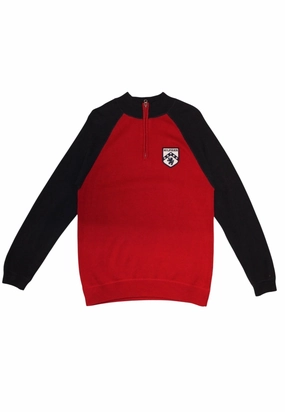 Non Irritating Edging MoistureWicking Tommy Hilfiger Mens Red Navy Quarter Zip (Size XL)