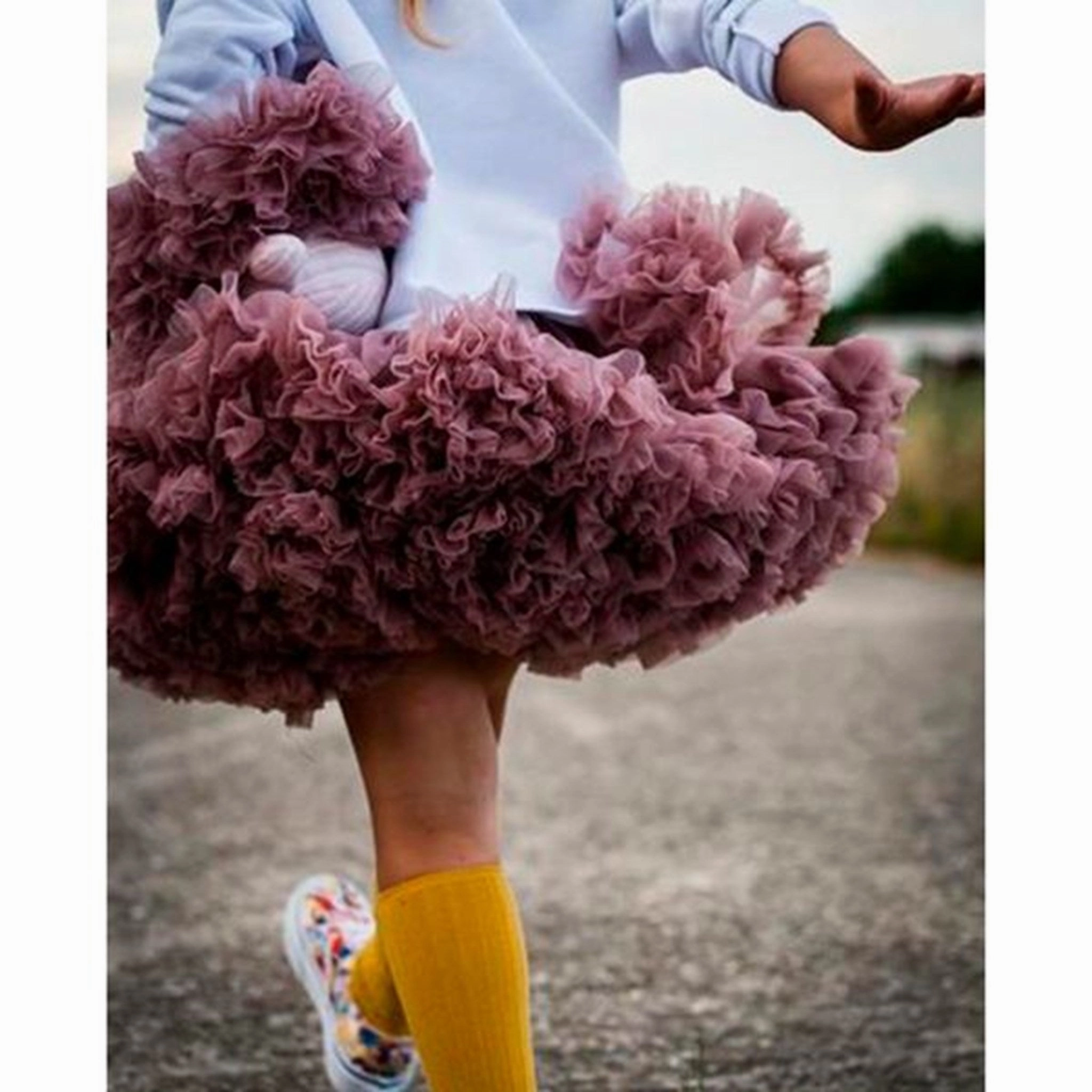 Dolly by Le Petit Tom Skirt Mauve Double Layer Simple Styling