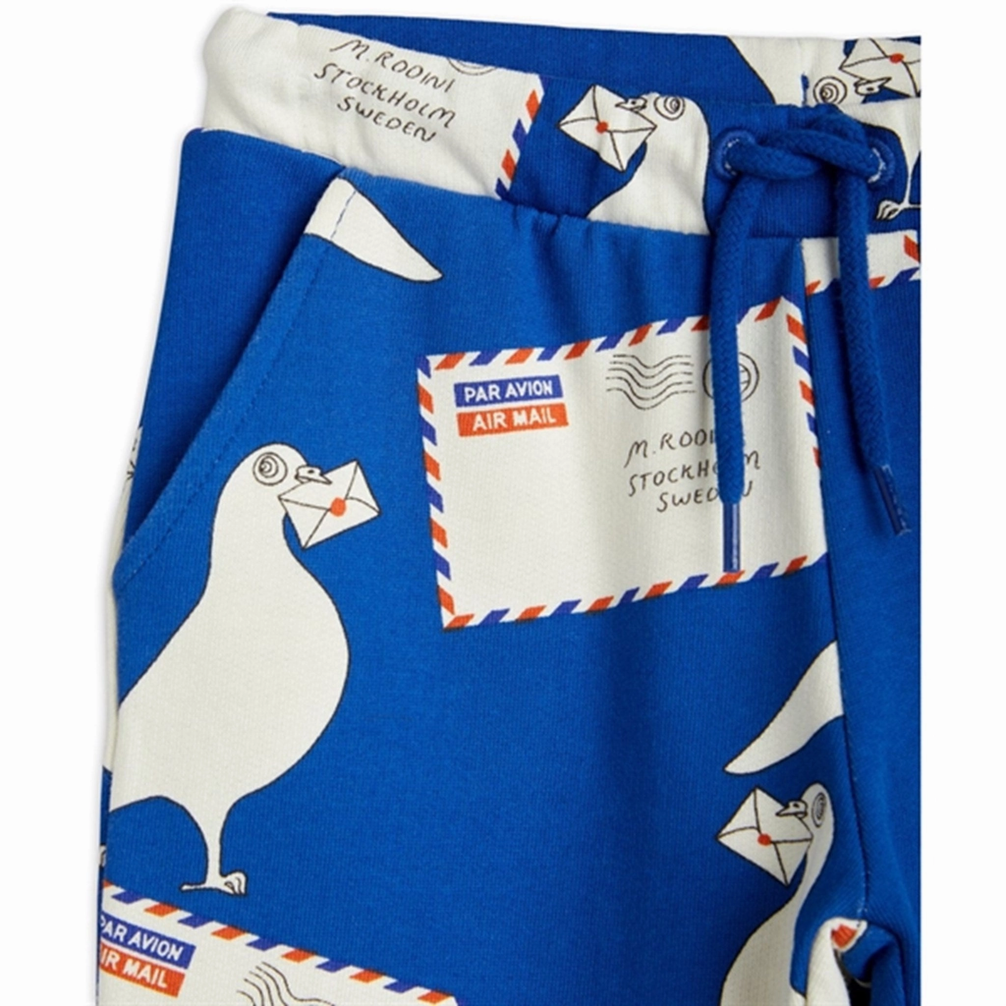 Mini Rodini Pigeons Aop Sweatpants Blue BodyAdaptive