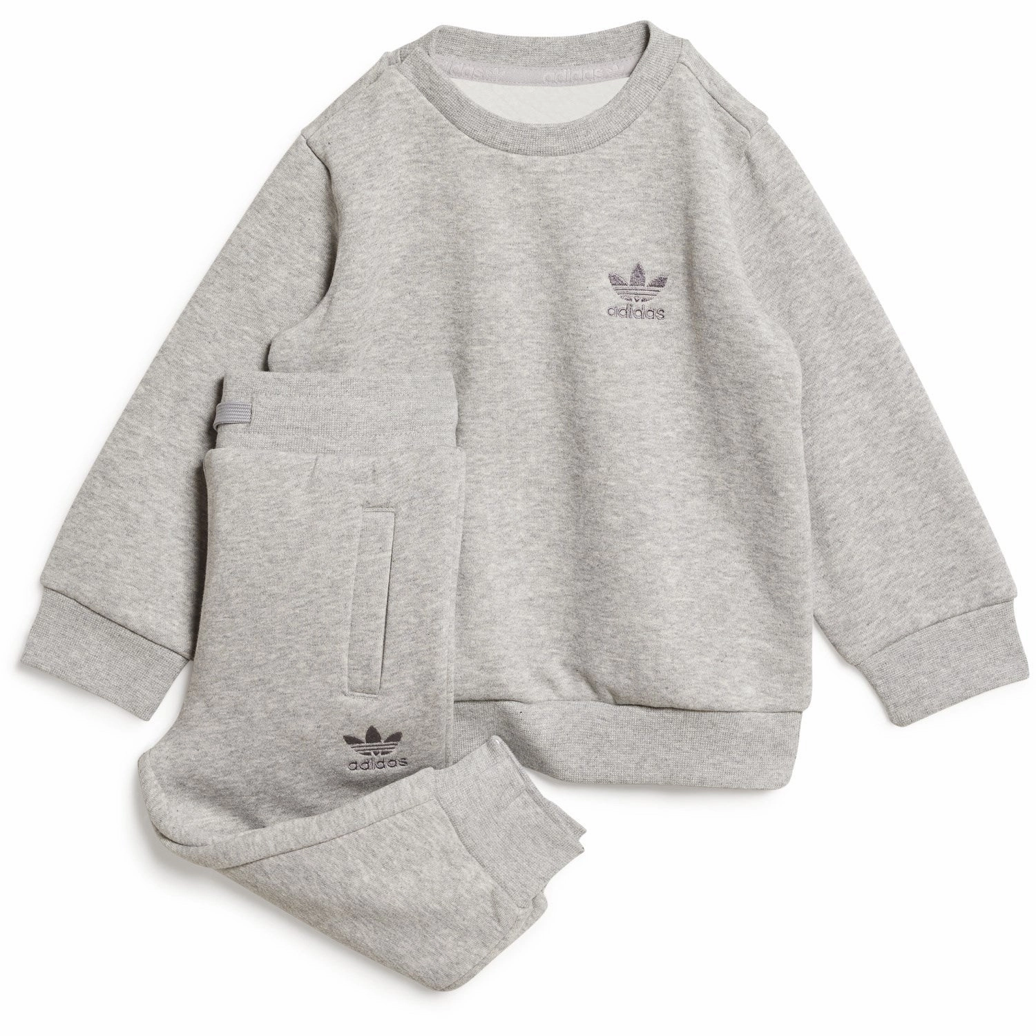 Effortless Style Gusseted Crotch Design adidas Originals Medium Grey Heather Trefoil Sweat Set