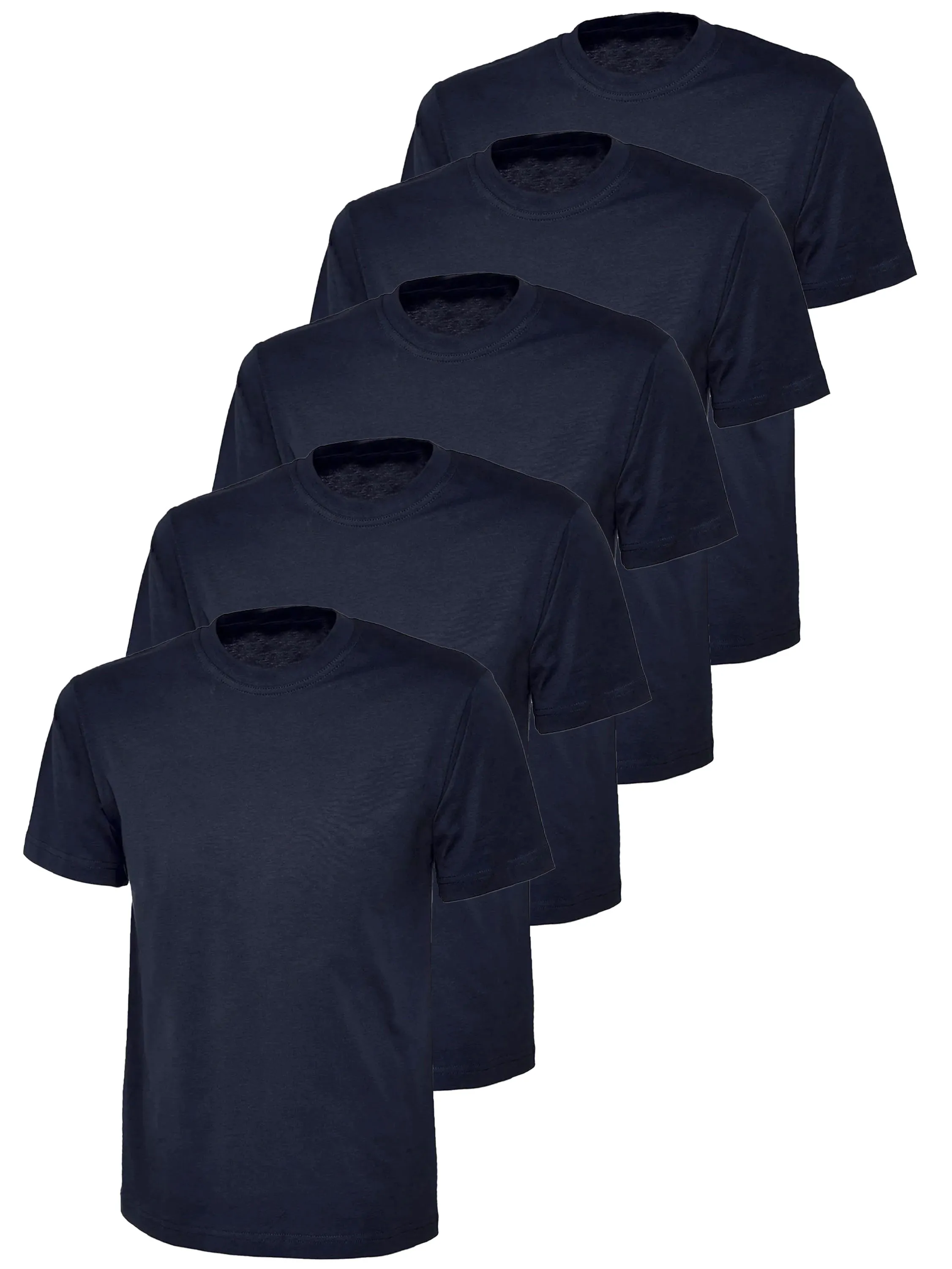 Kruze | Womens Crew Neck T-Shirts (5 Pack) - Navy Foam Print Detail