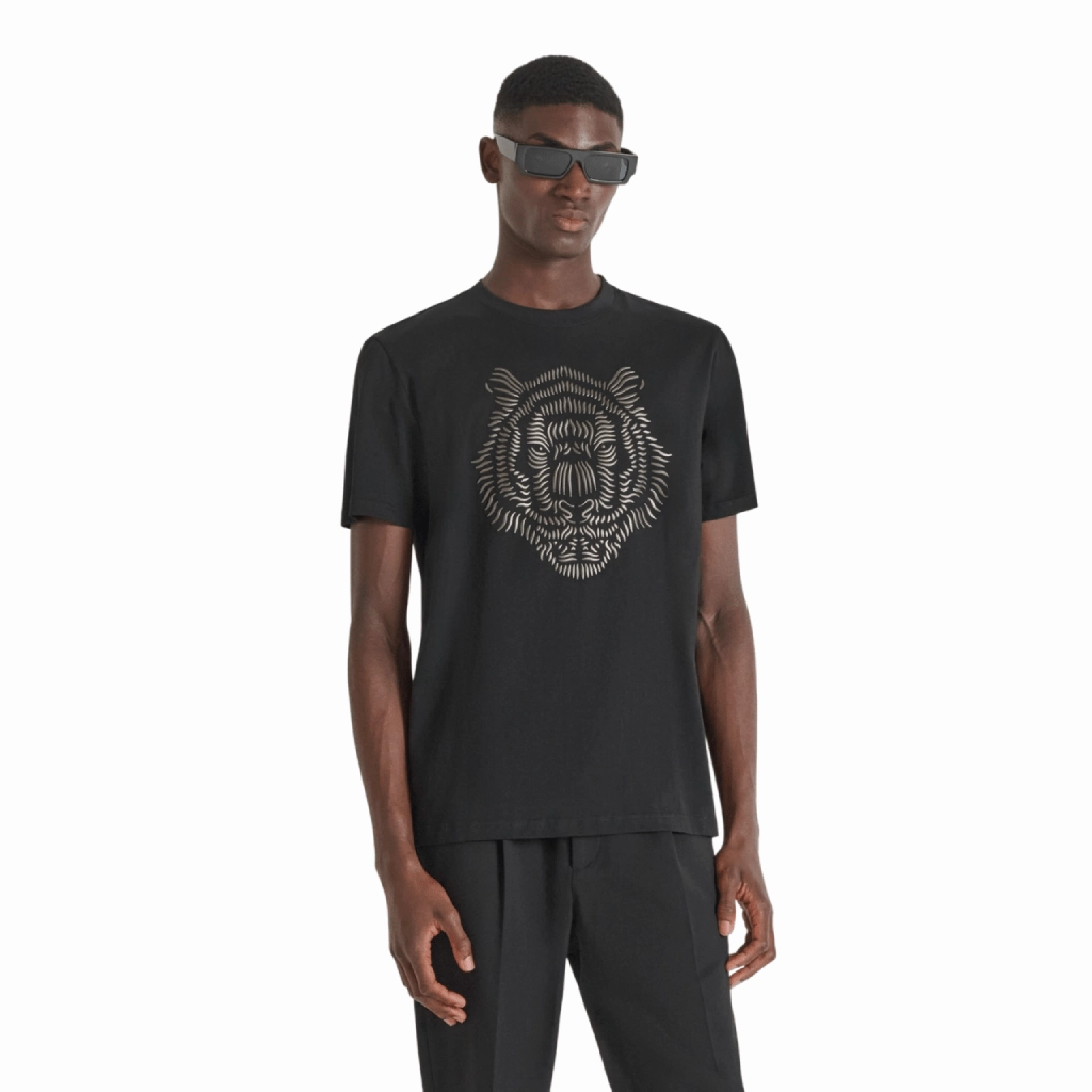 Antony Morato Reflective Tiger T-Shirt Men High Density Knit Recycled Polyester Blend