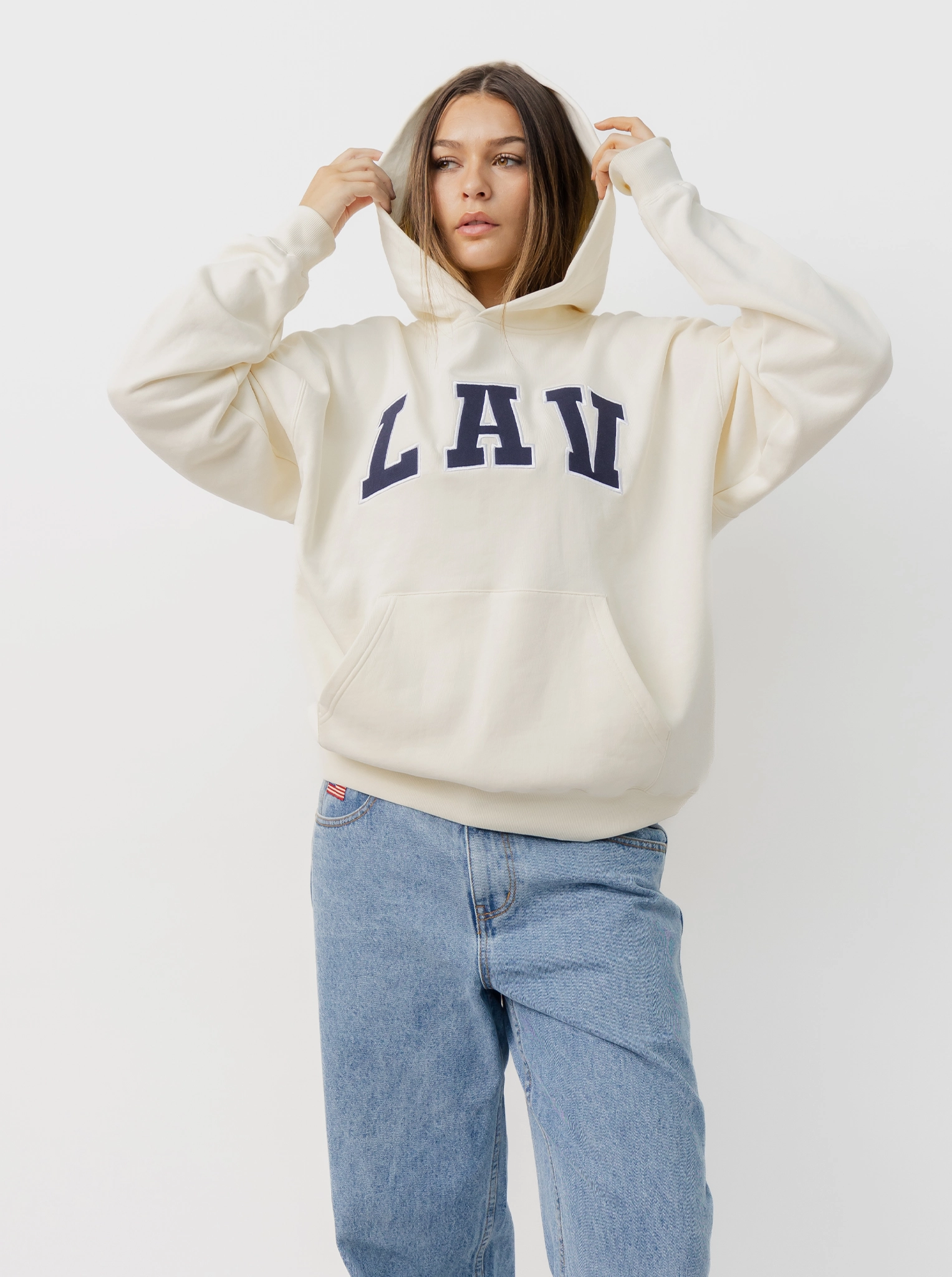 Modern Look Laser Cut Details Applique Hoodie