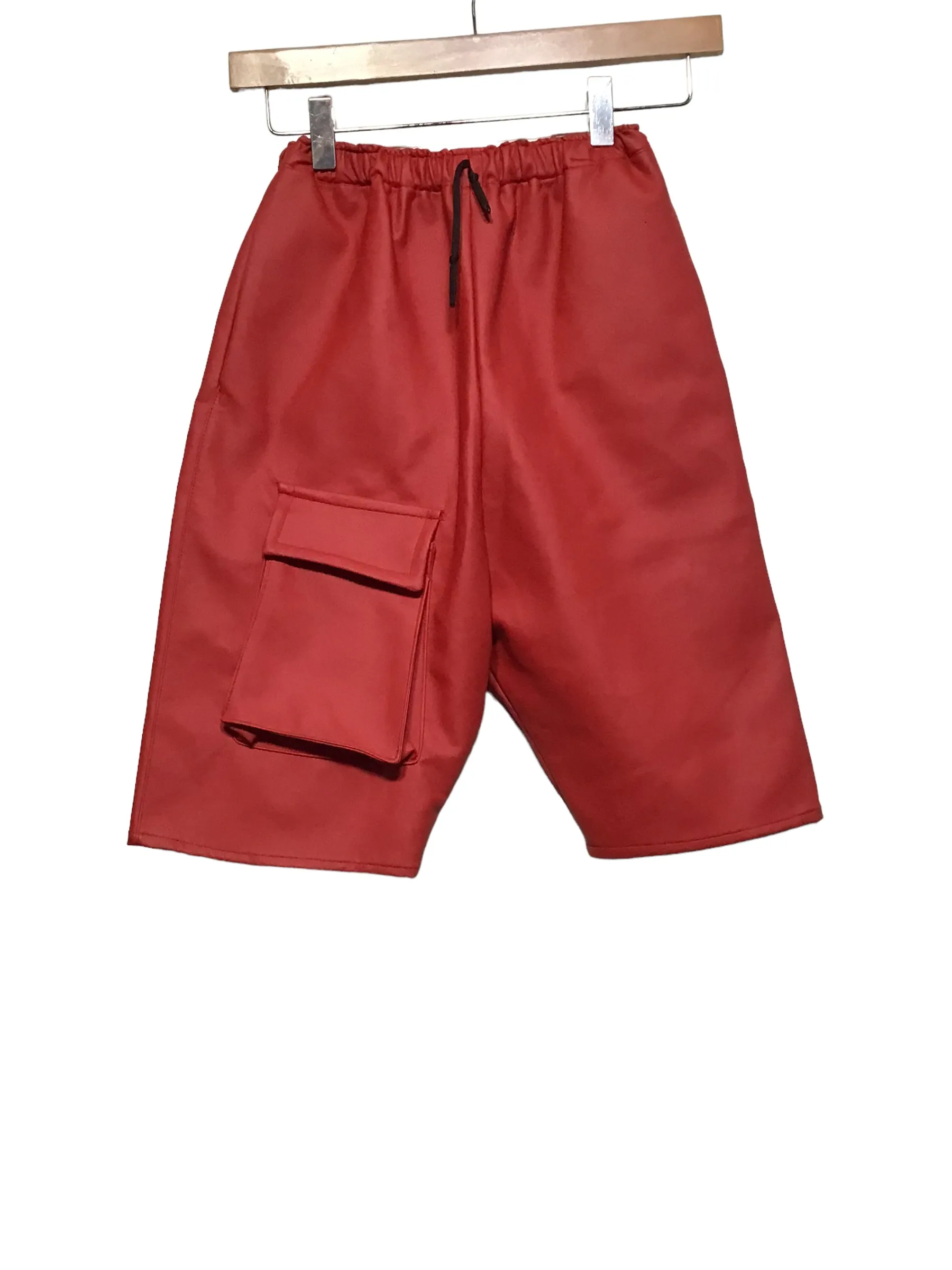 Breathable mesh AdjustableDrawstring Faux Leather High Waisted Shorts (Size XS/S)