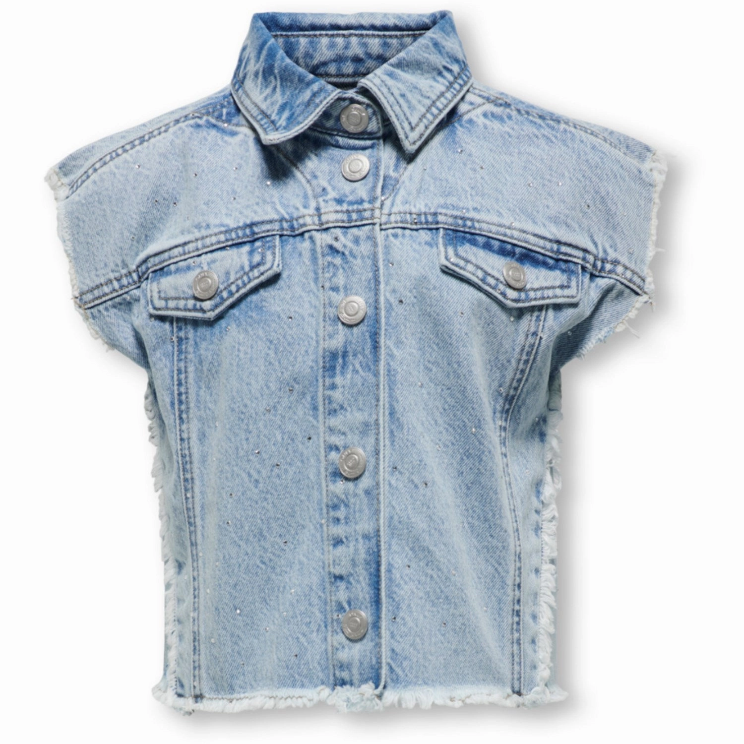 Polyester Material kids ONLY Light Blue Denim Cobain Rhinestone Vest Top