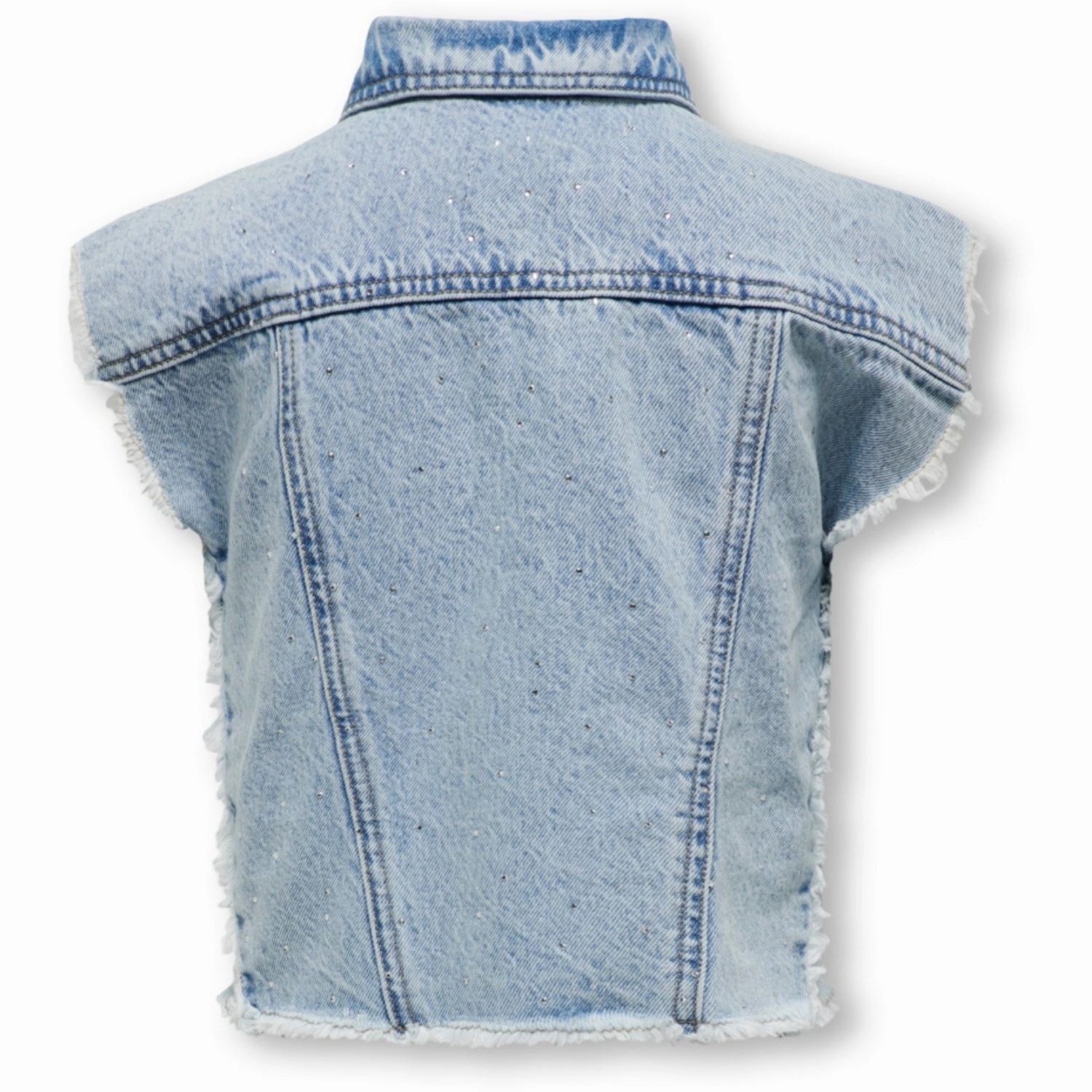 kids ONLY Light Blue Denim Cobain Rhinestone Vest Top Odor Resistant Tech Windproof Material