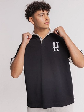 Distressed Hem Finish Tour Jersey in Black