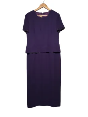 Beaded Sleeve Evening Dress (Size L) Trendy floral dress