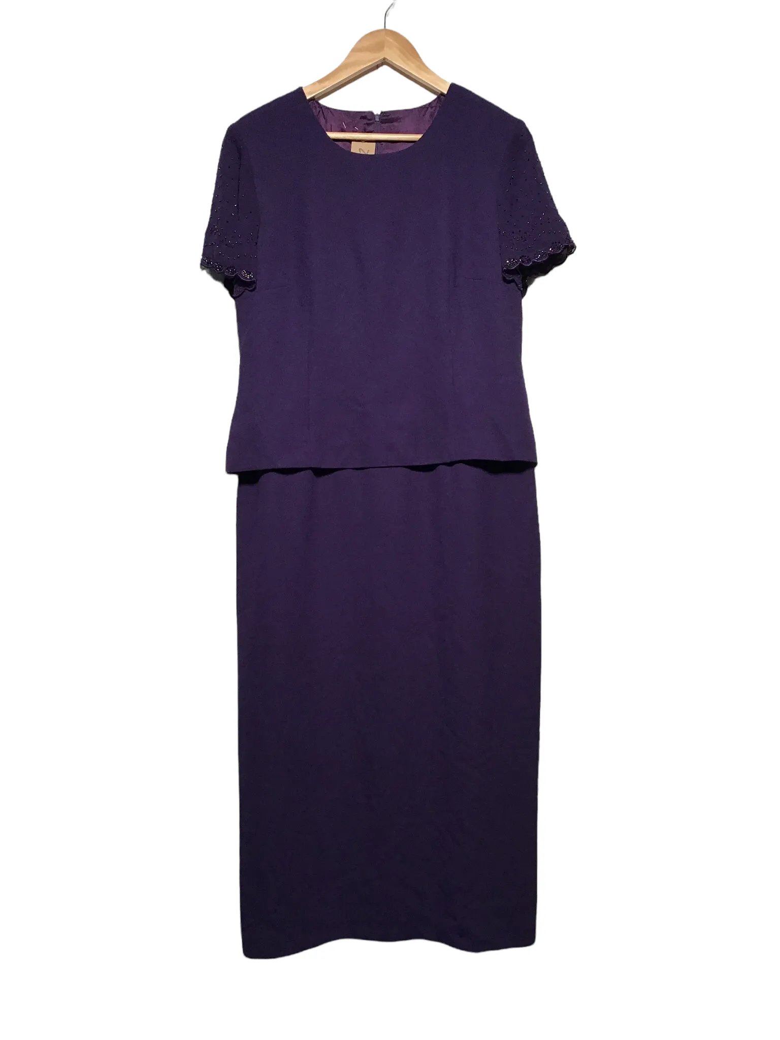 Beaded Sleeve Evening Dress (Size L) Trendy floral dress