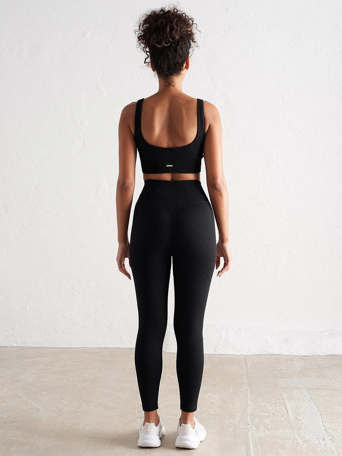 Petite Size Ultra Light Active Lifestyle Fade Resistant Black Ribbed Seamless Tights