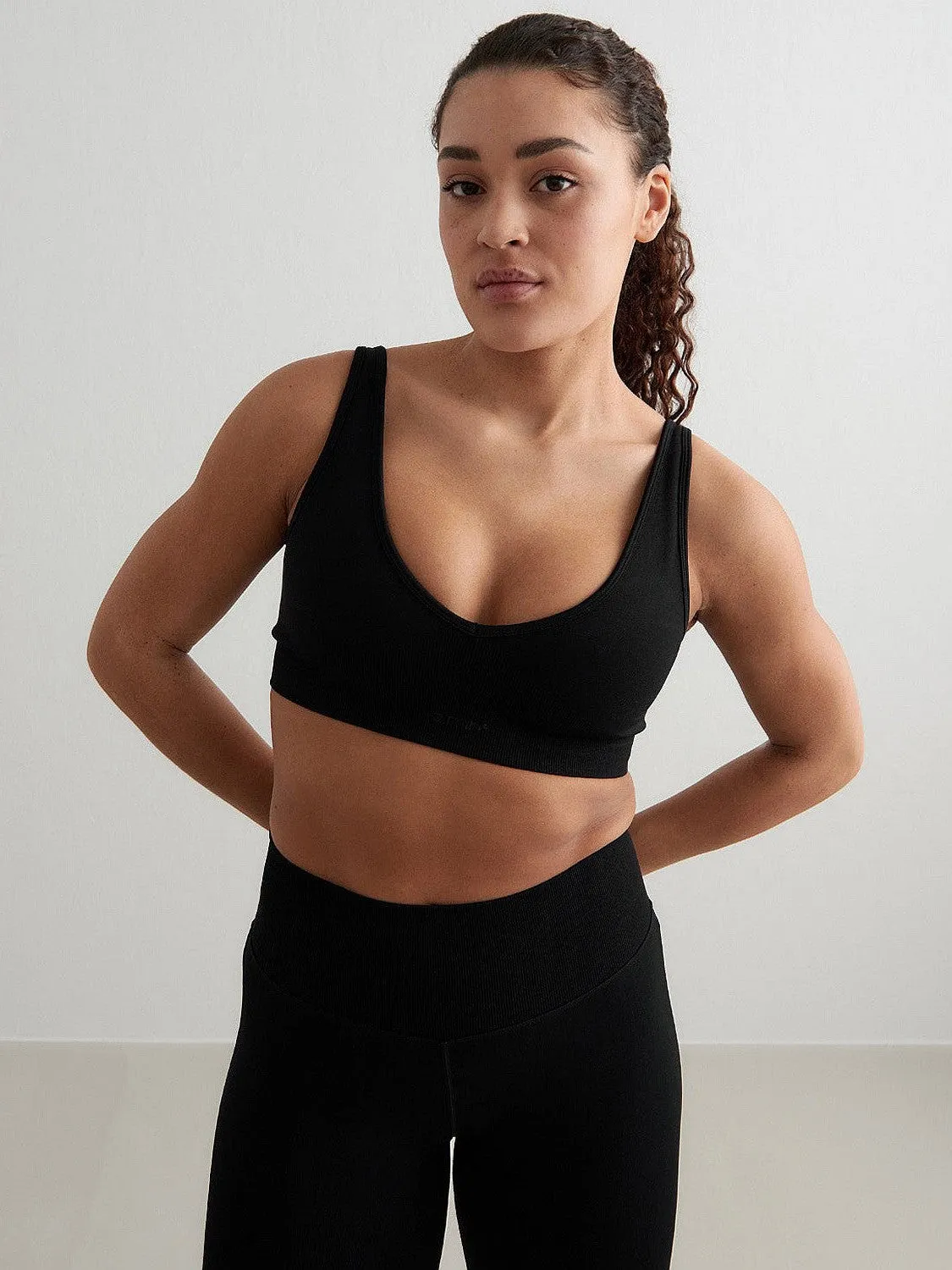 Mesh Black Shape Seamless Deep Cut Bra