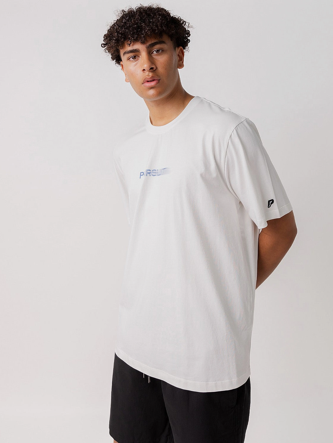 hiking clothes Travel Trend Blur Logo Track Tee in White