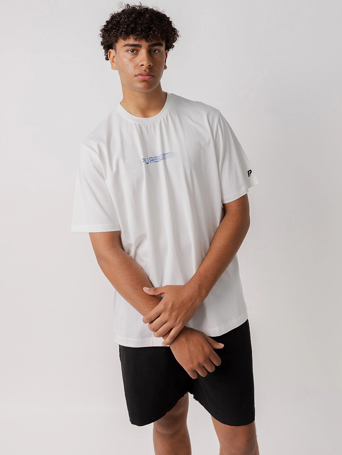 Blur Logo Track Tee in White Relaxed Comfort Look