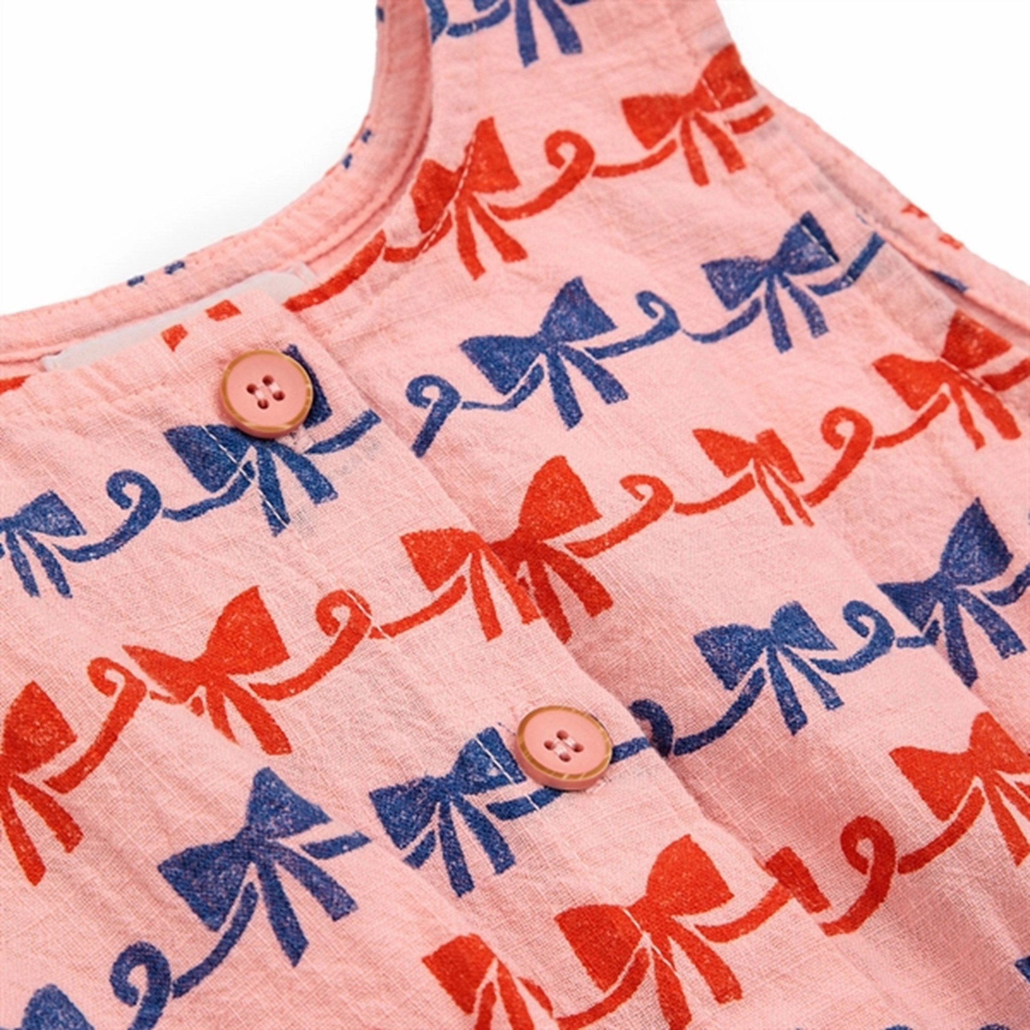 Bobo Choses Baby Ribbon Bow All Over Woven Romper Pink Weekend Hot