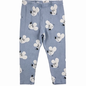 Bobo Choses Blue Mouse Leggings AOP Casual Day Mesh Panel Light Weight