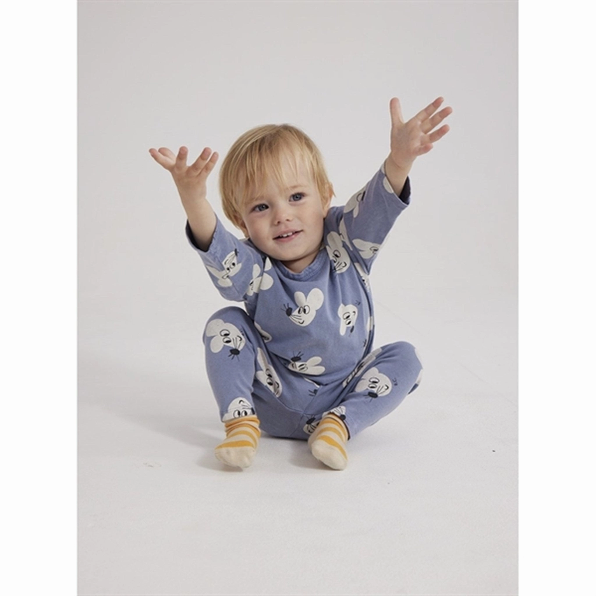 Bobo Choses Blue Mouse Leggings AOP Four Way Daily Routine Double Layered