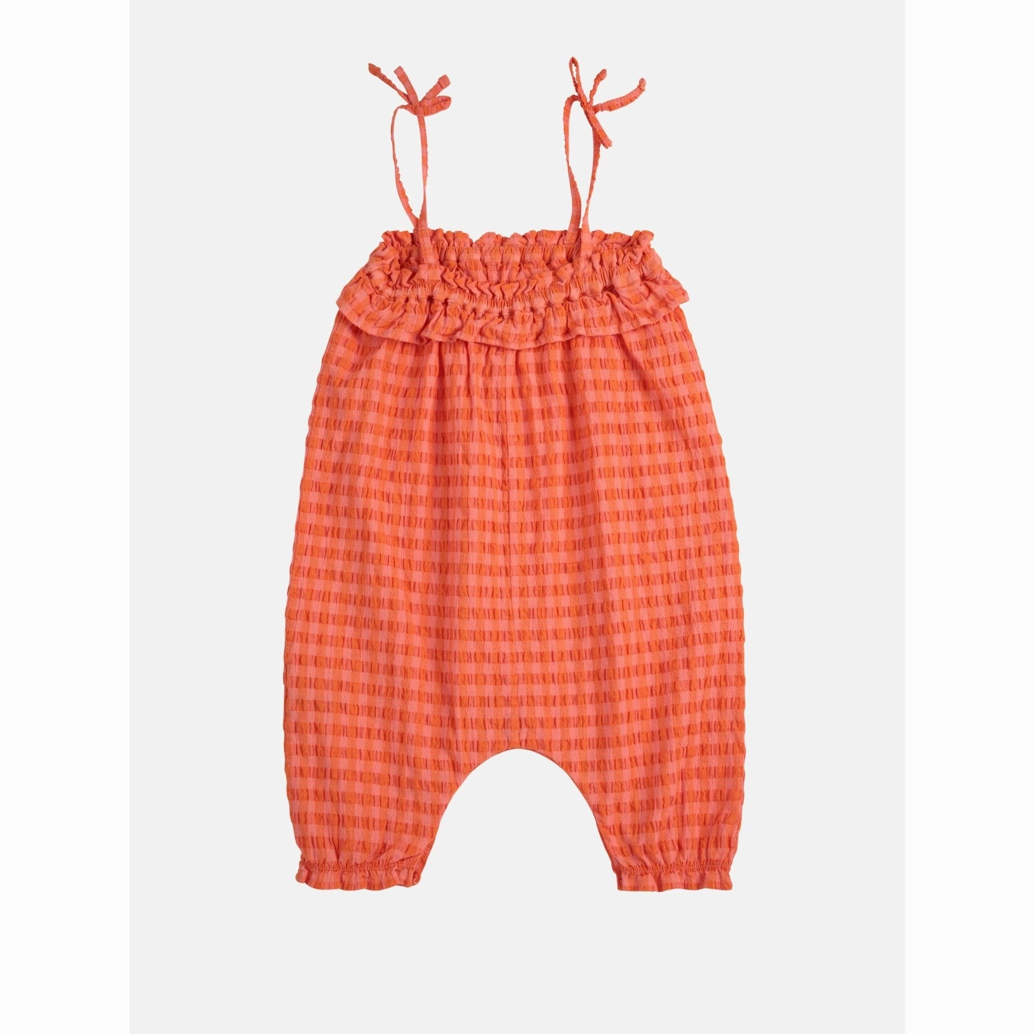 Chilly Day Wear Bobo Choses Coral Pink Vichy Woven Overall