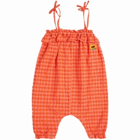 High Rise Design LightweightWeave Bobo Choses Coral Pink Vichy Woven Overall