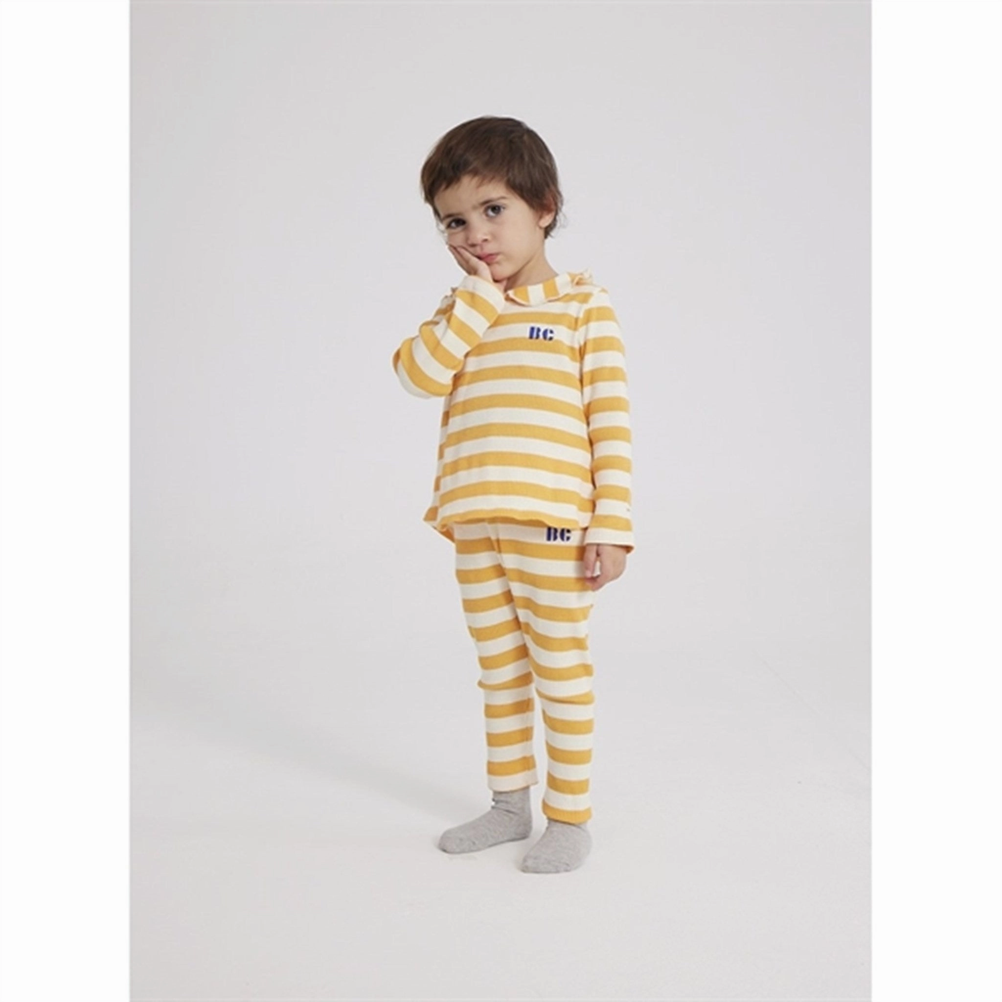 Bobo Choses Curry Yellow Stripes Leggings Breathable knit