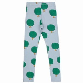 Contoured Support Seamless construction Bobo Choses Light Blue Green Tree Leggings AOP