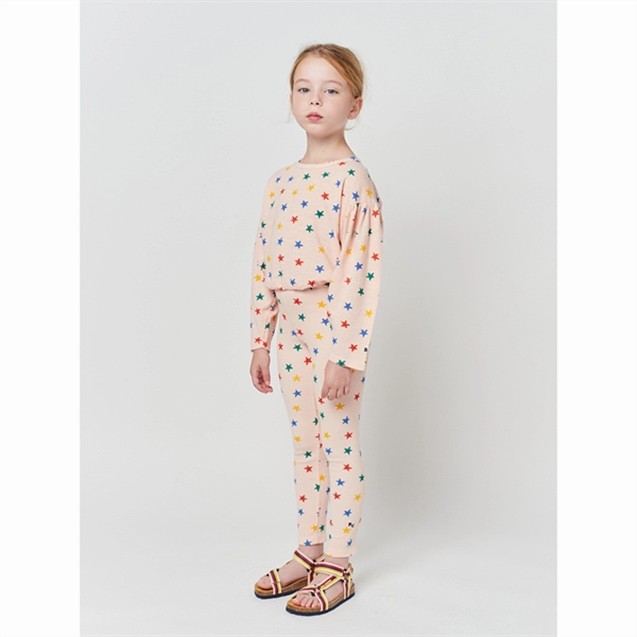 Bobo Choses Light Brown Multicolor Stars All Over Leggings Moisture Wicking Technology Four Way Morning Jog