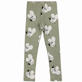Comfortable Performance Tight Shape Bobo Choses Light Green Mouse Leggings AOP