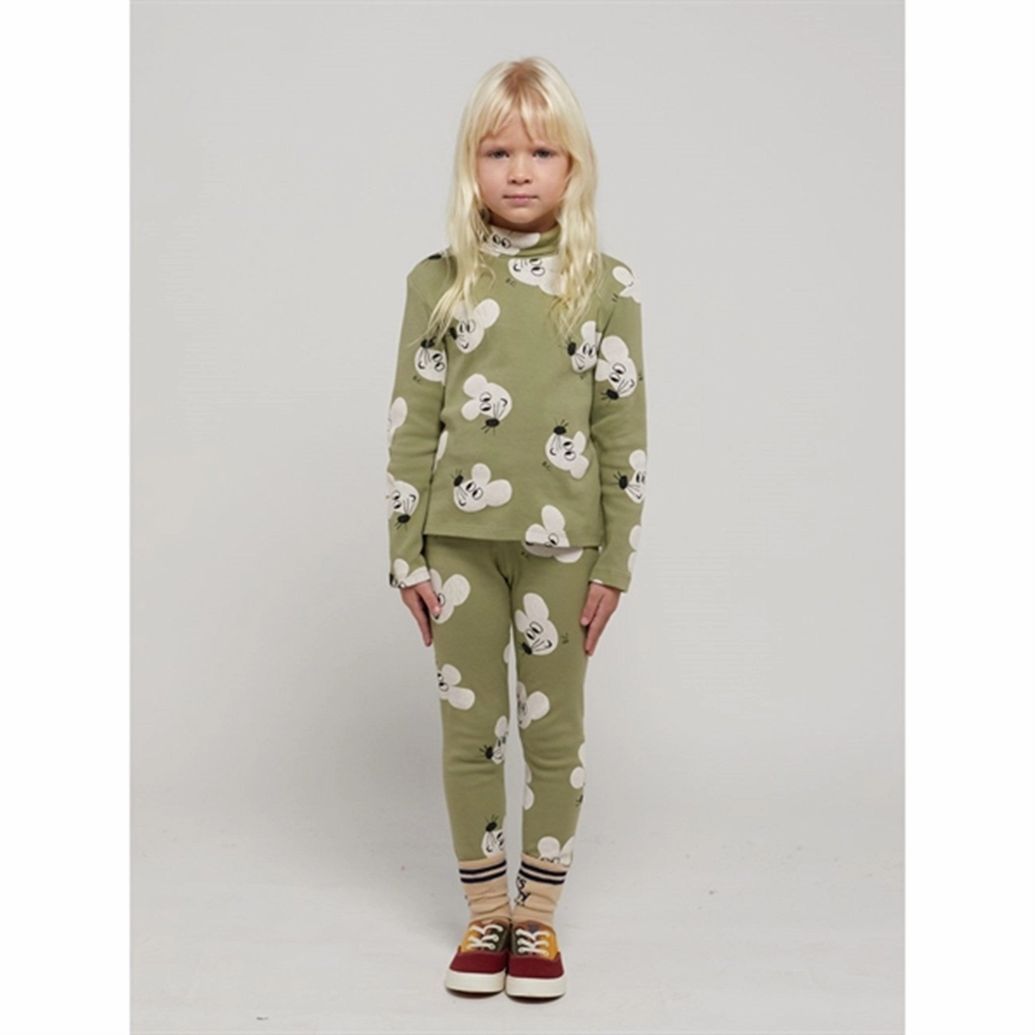 Bobo Choses Light Green Mouse Leggings AOP easy move