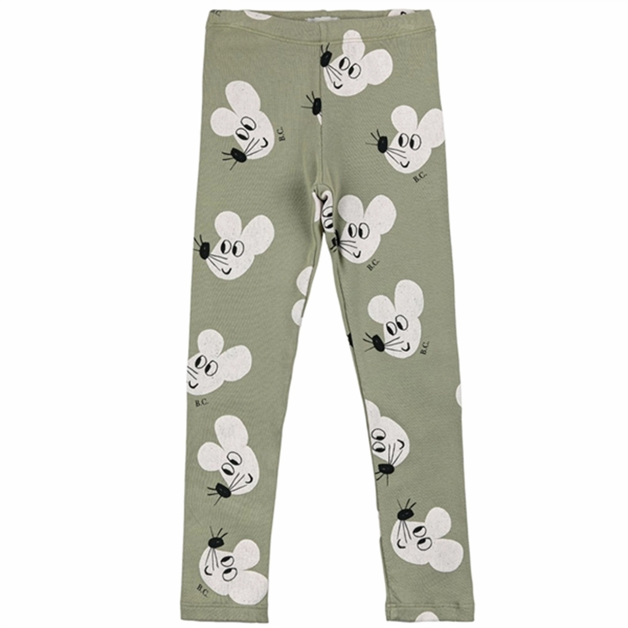 Comfortable Performance Tight Shape Bobo Choses Light Green Mouse Leggings AOP