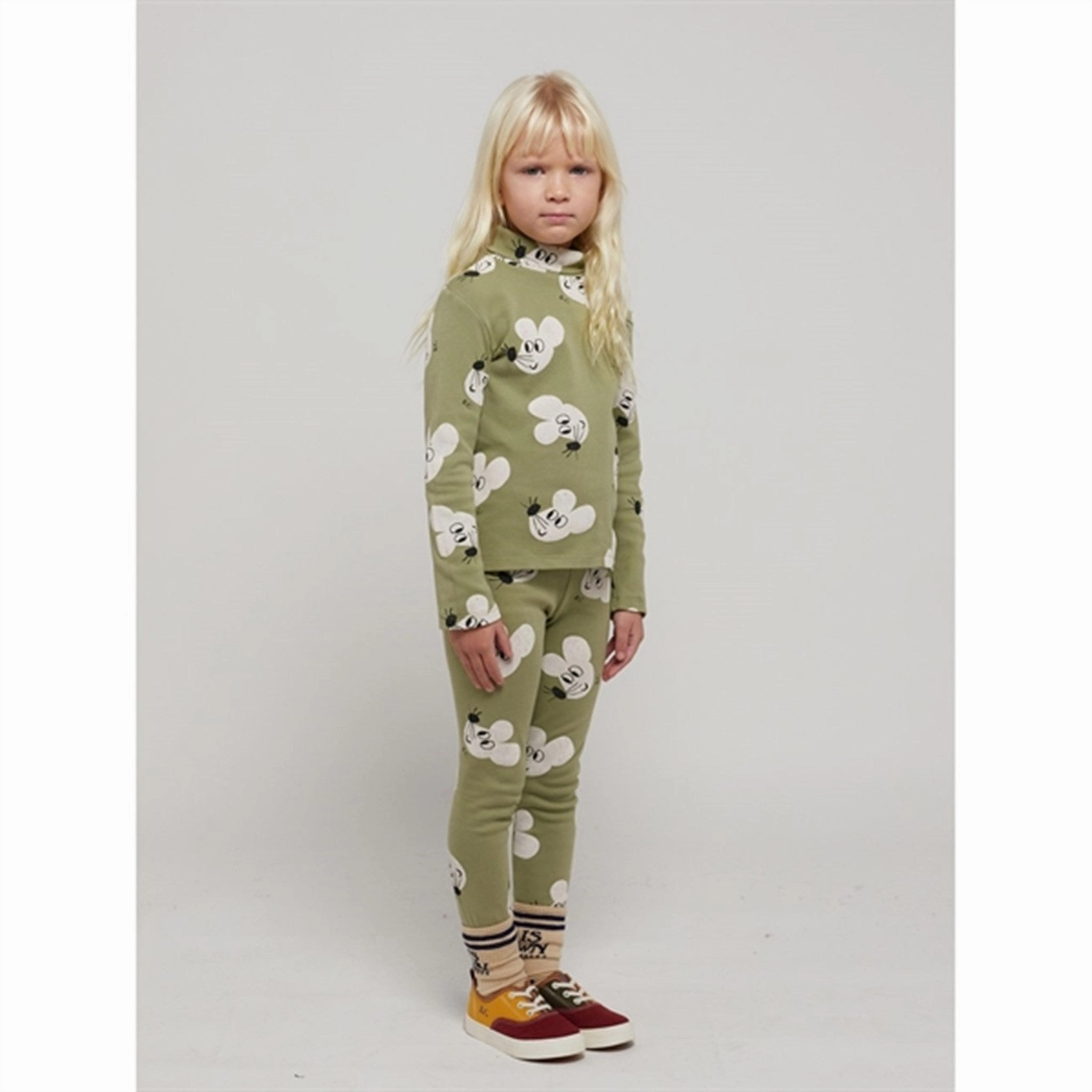 Bobo Choses Light Green Mouse Leggings AOP Cool Days