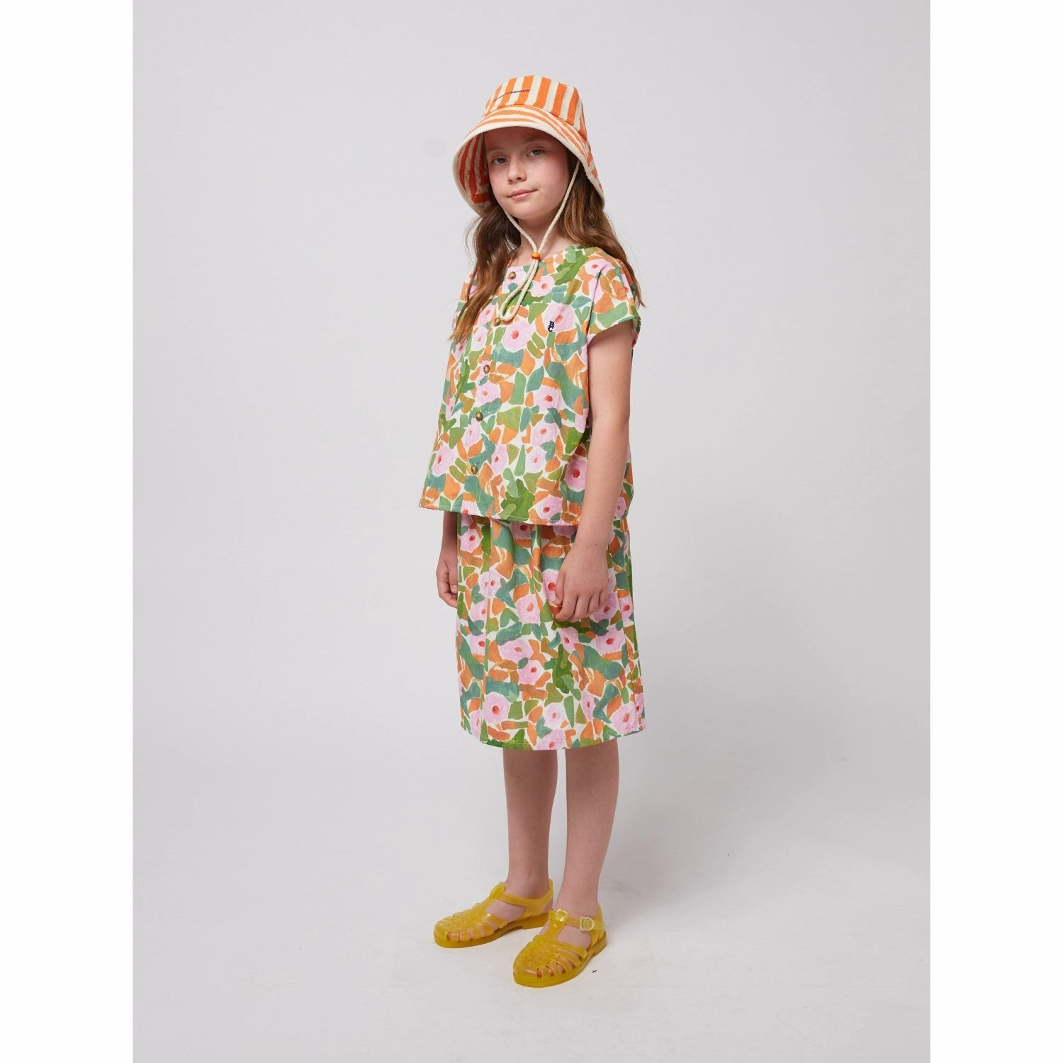 Bobo Choses Multicolor Floral All Over Woven Midi Skirt Slip Resistant Waistband Style Staple