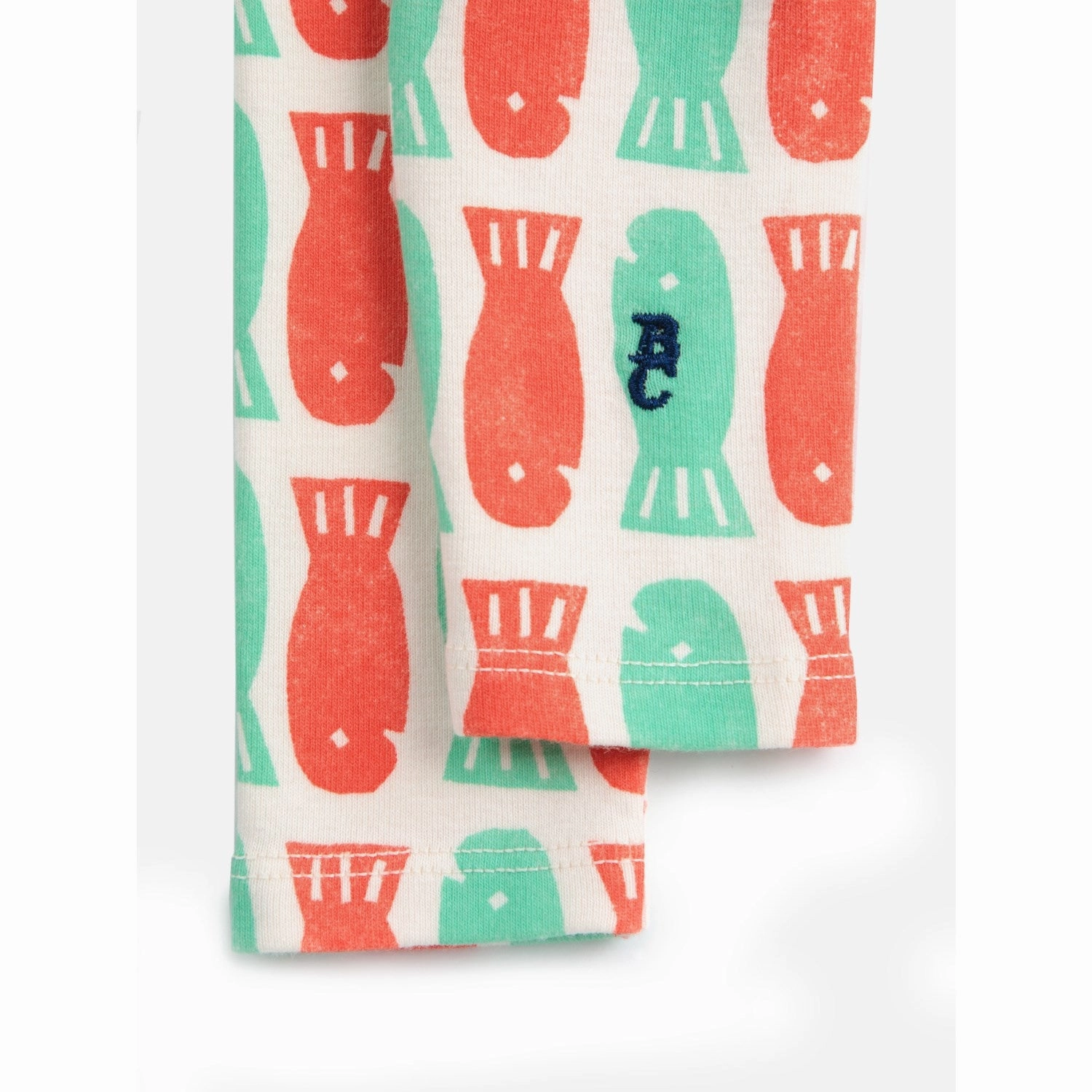 Trend Seeker Rib Knit Silky Soft Bobo Choses Offwhite Lucky Fish All Over Leggings